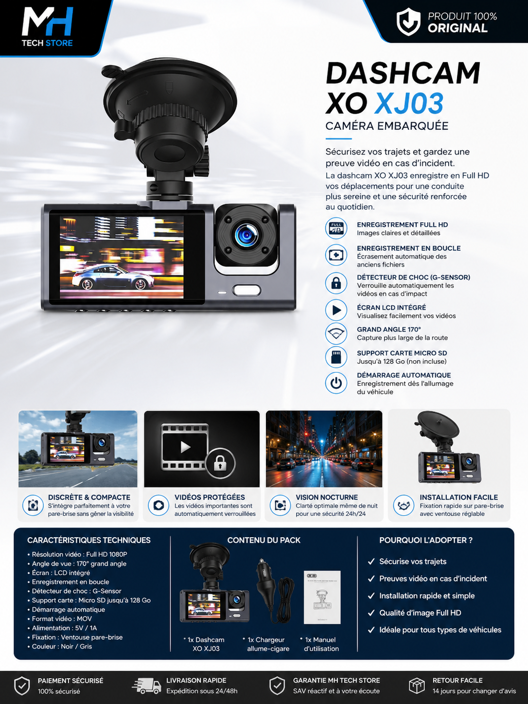 Caméra Embarquée XO XJ03