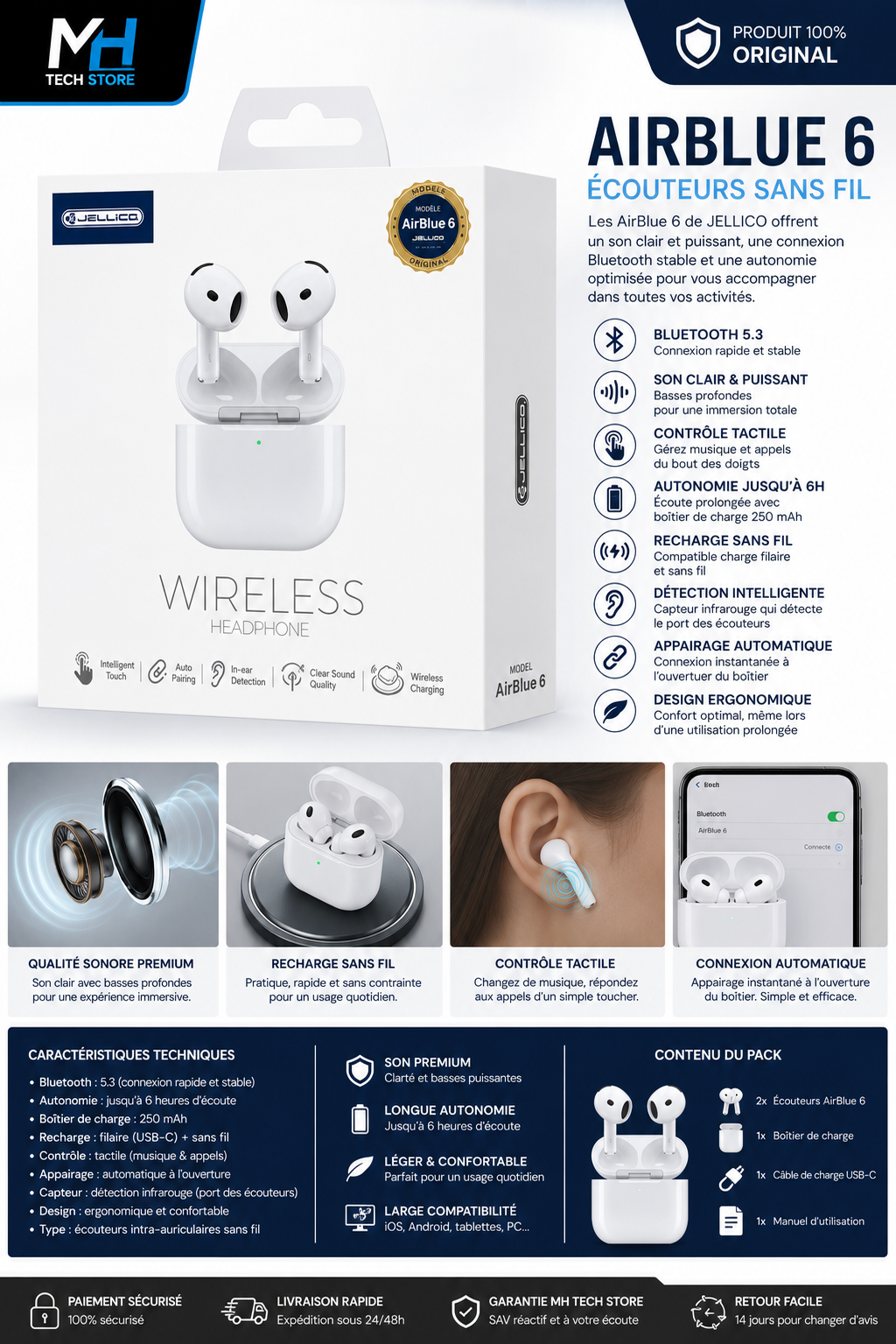 Écouteurs Bluetooth JELLICO AirBlue 6