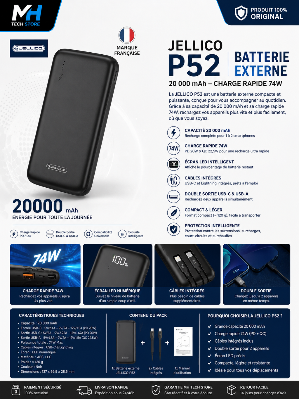 Batterie Externe JELLICO P52