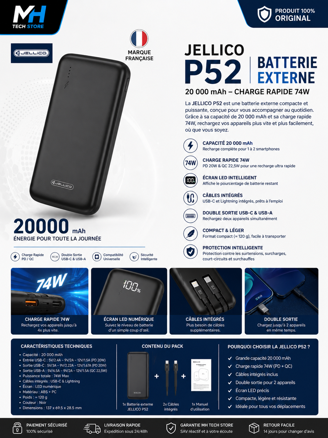 Batterie Externe JELLICO P52
