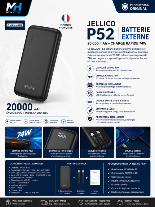 Batterie Externe JELLICO P52